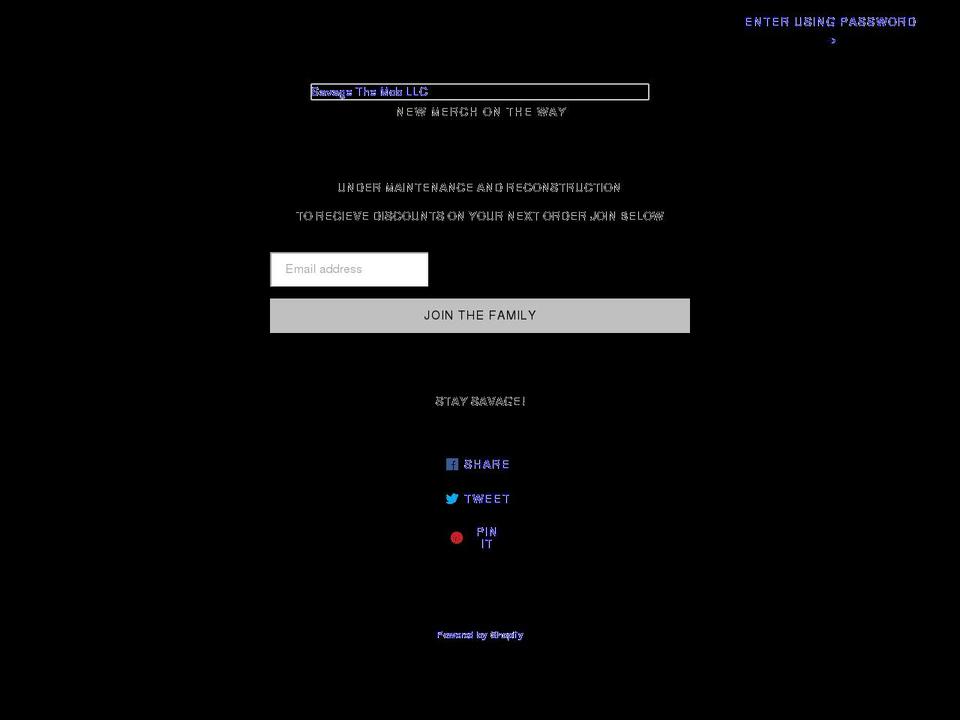 savagethemob.com shopify website screenshot