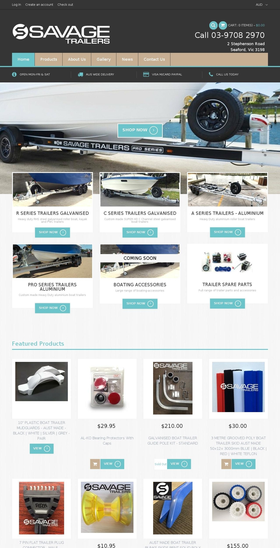 savagetrailers.com.au shopify website screenshot