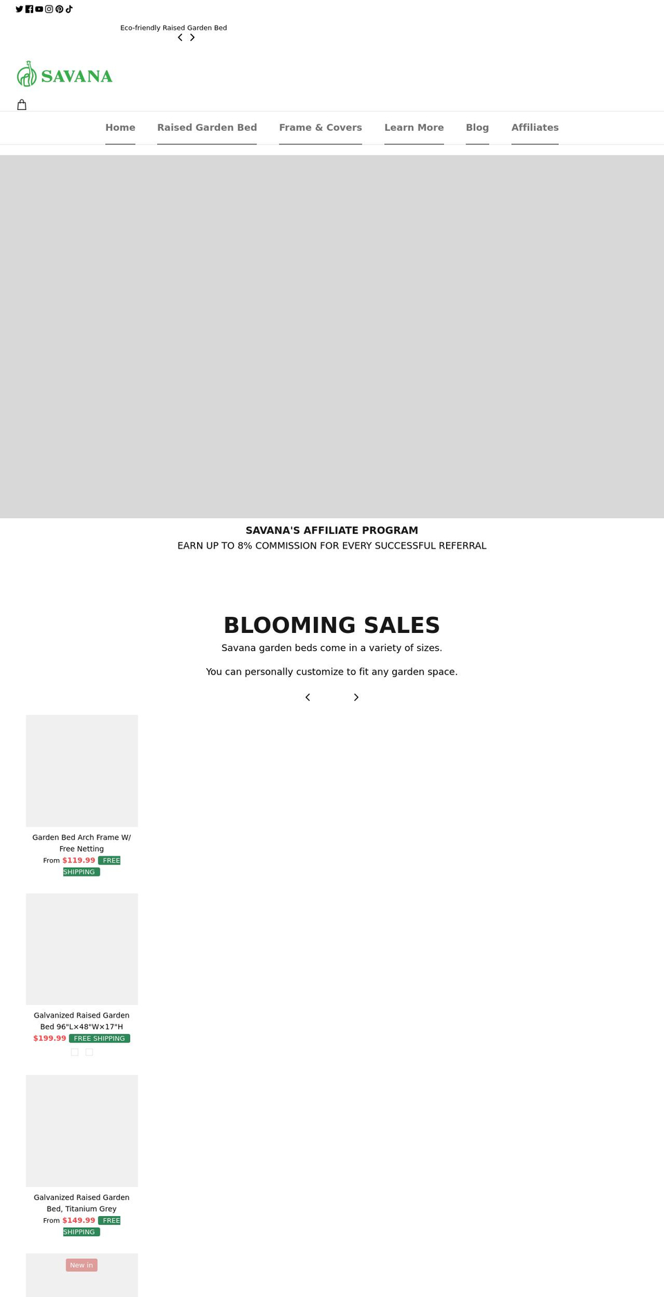 savanagarden.com shopify website screenshot