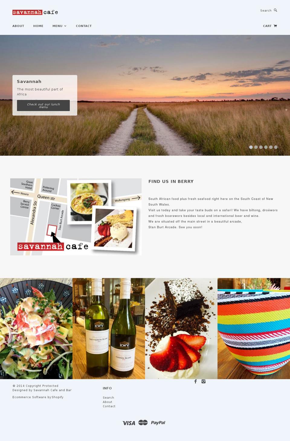 savannahcafeandbar.com shopify website screenshot