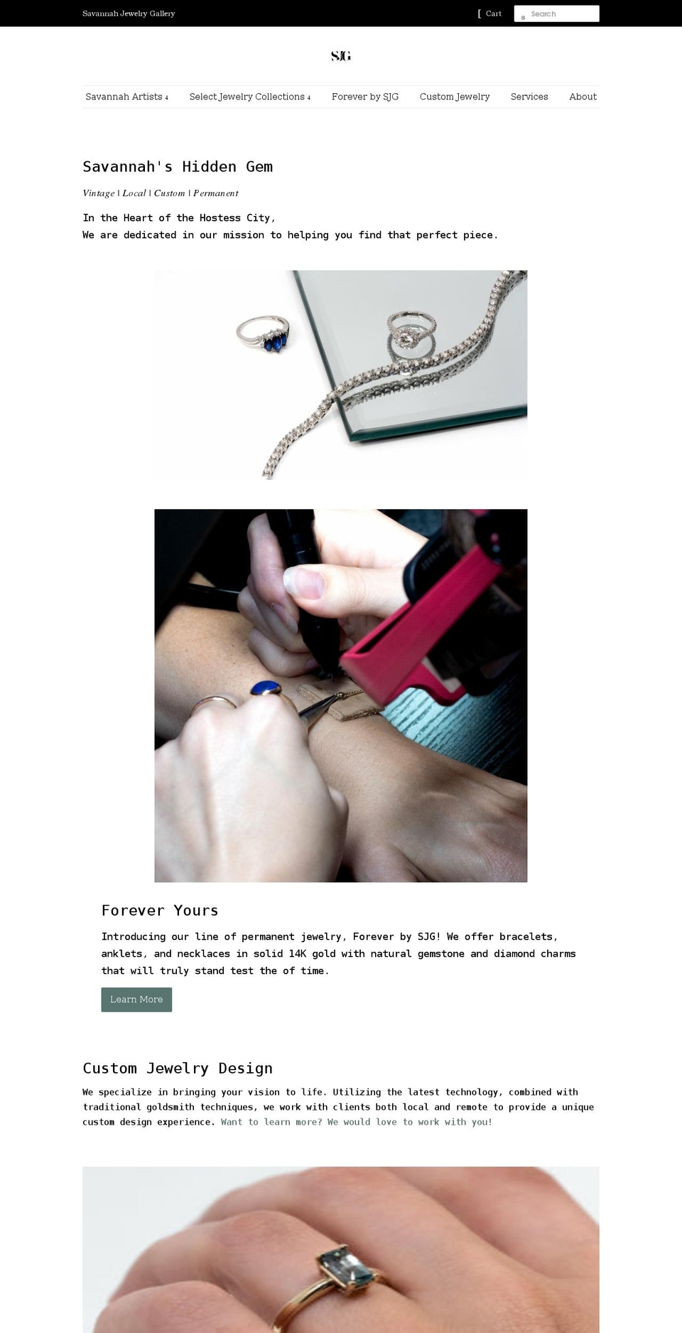 savannahjewelrygallery.com shopify website screenshot