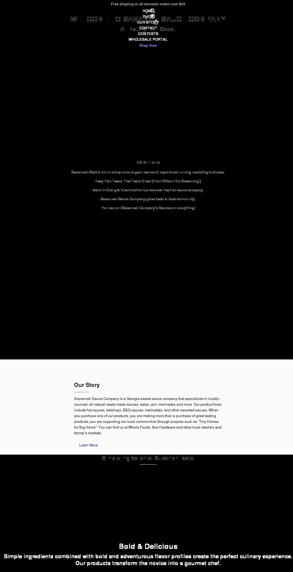 savannahsaucecompany.com shopify website screenshot