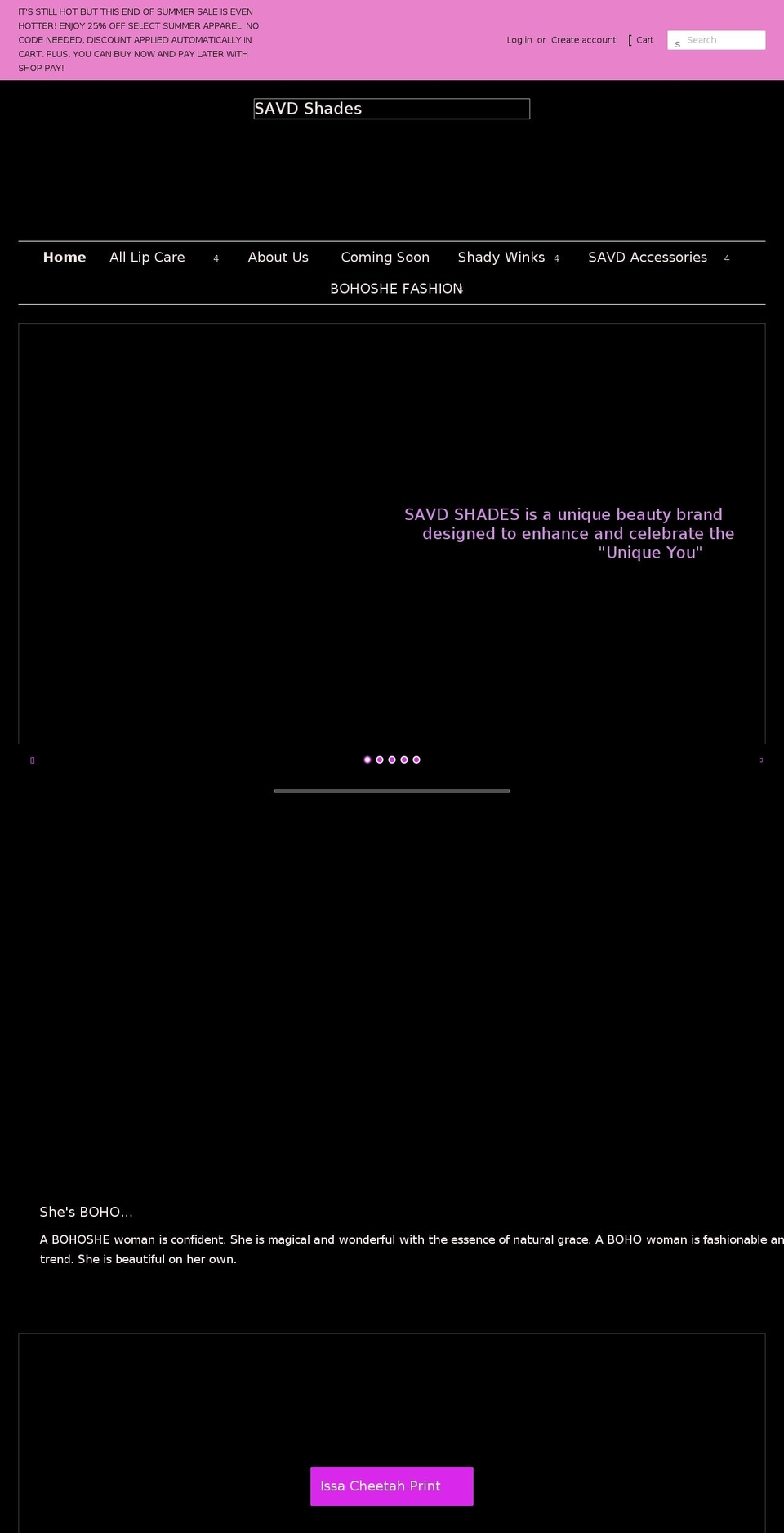 savdshades.com shopify website screenshot