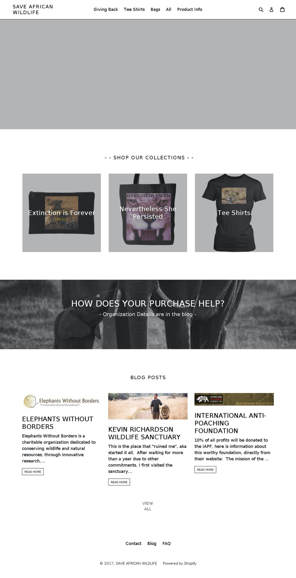 saveafricanwildlife.com shopify website screenshot