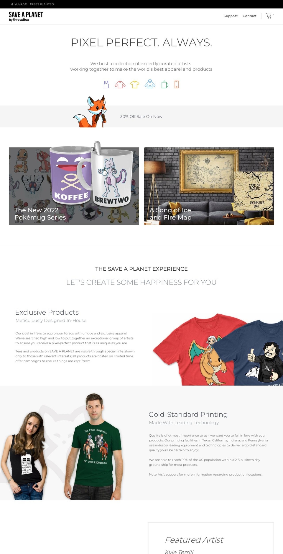 saveaplanet.com shopify website screenshot