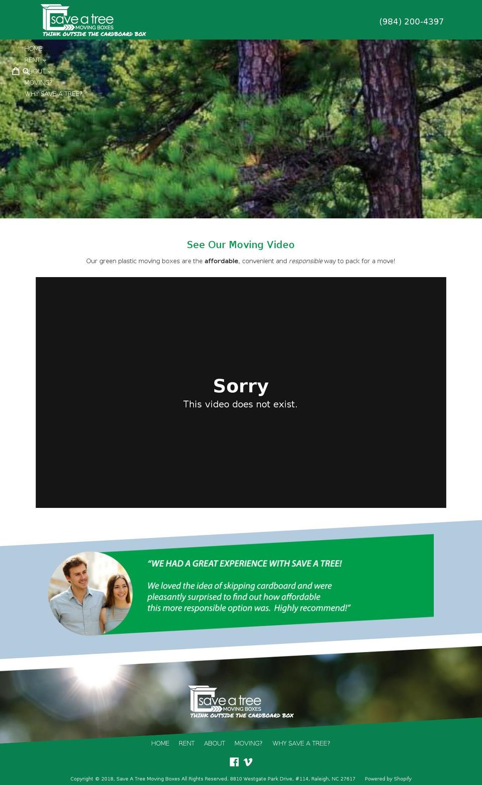 saveatreemovingboxes.com — Shopify storefront screenshot