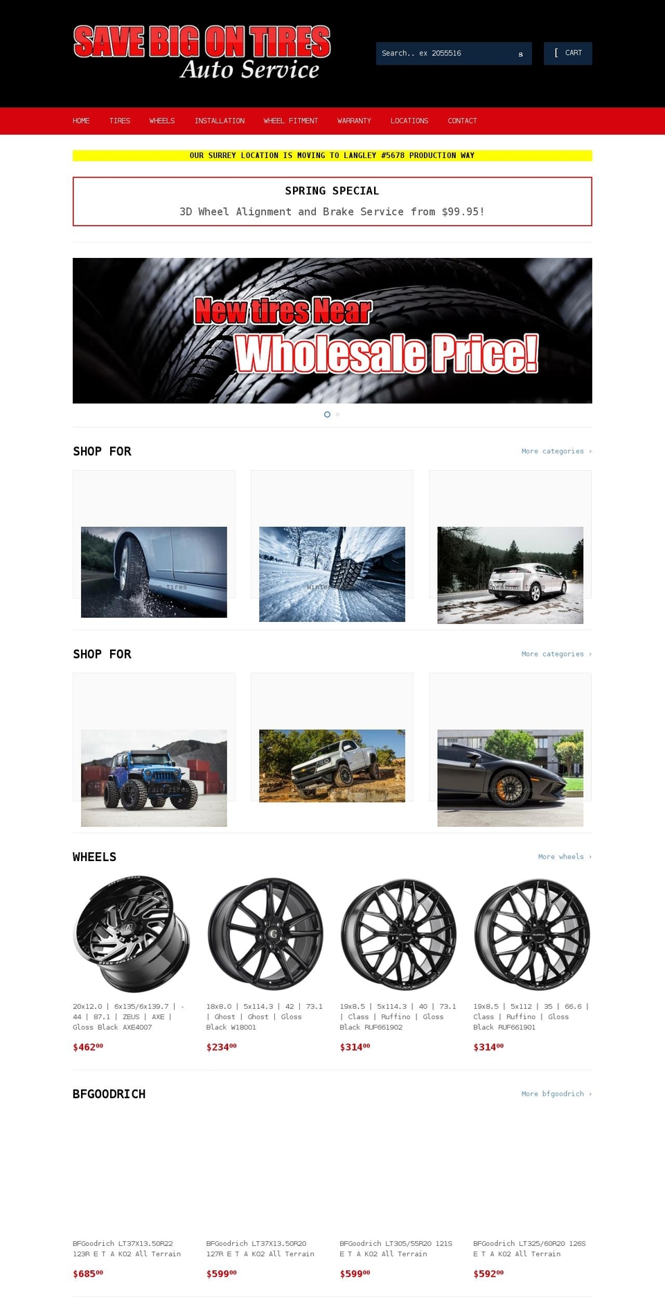 savebigontires.com shopify website screenshot