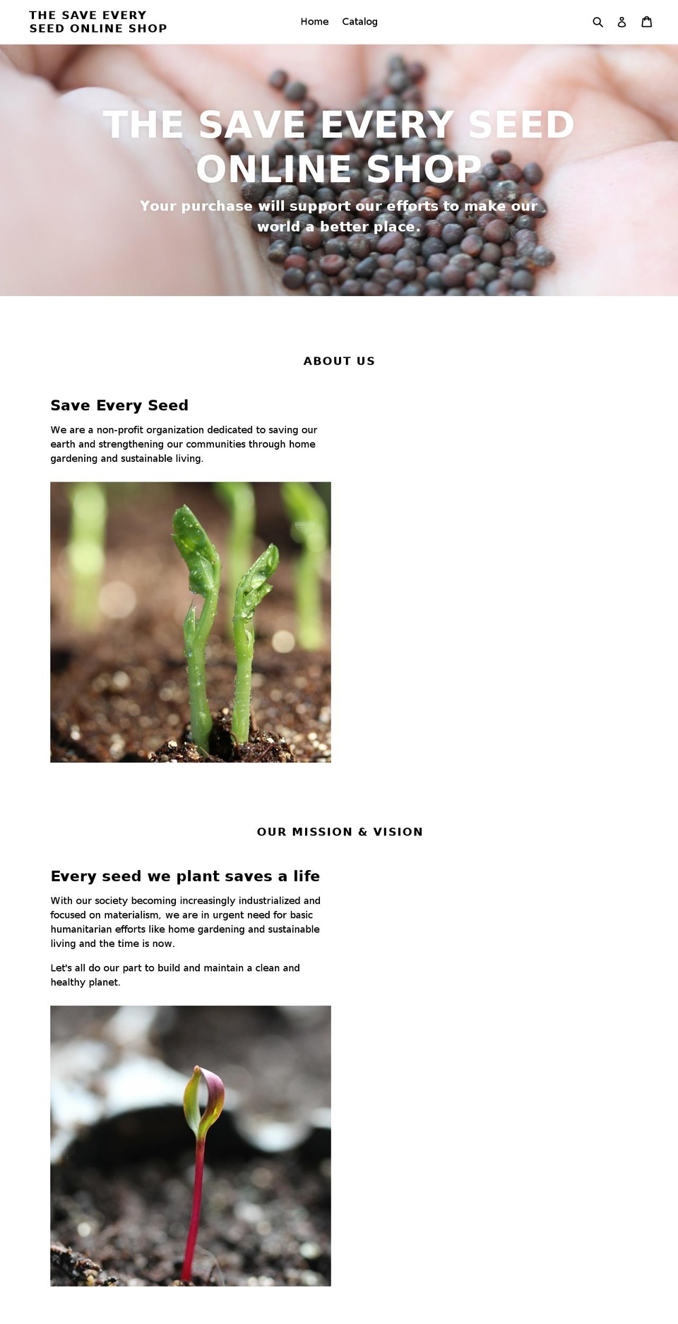 saveeveryseed.org shopify website screenshot