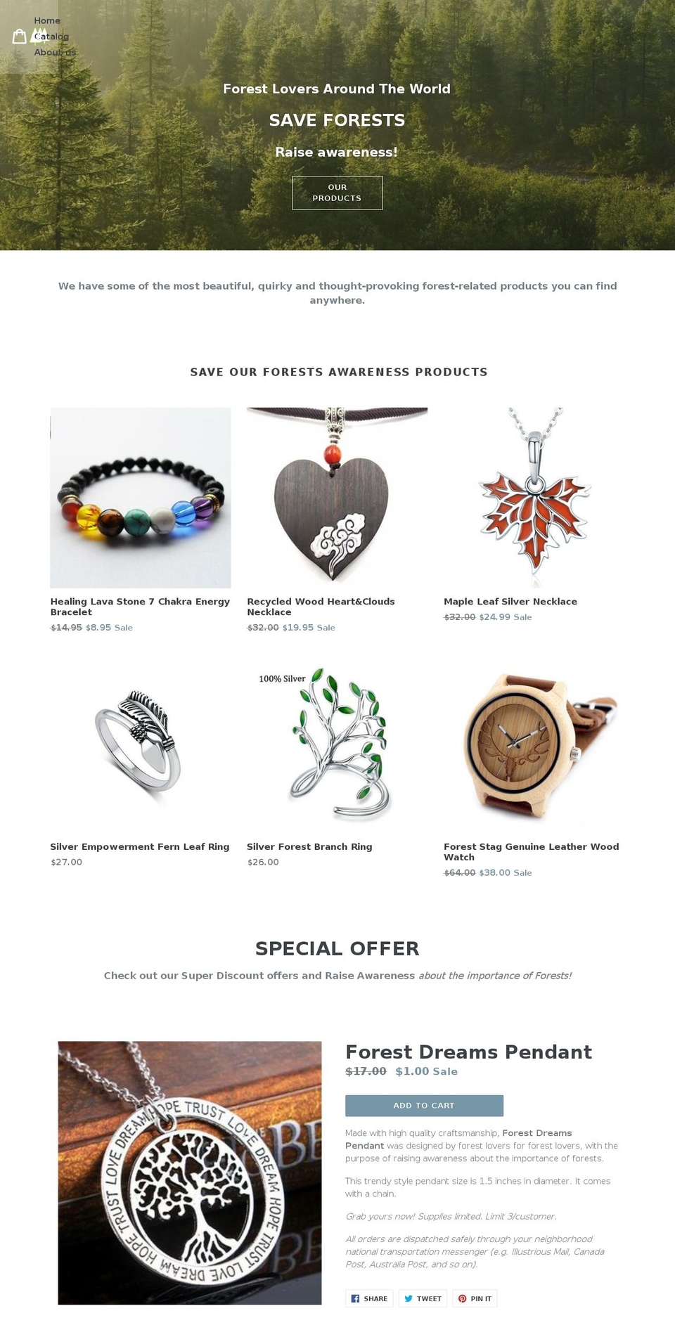 saveforests.net shopify website screenshot