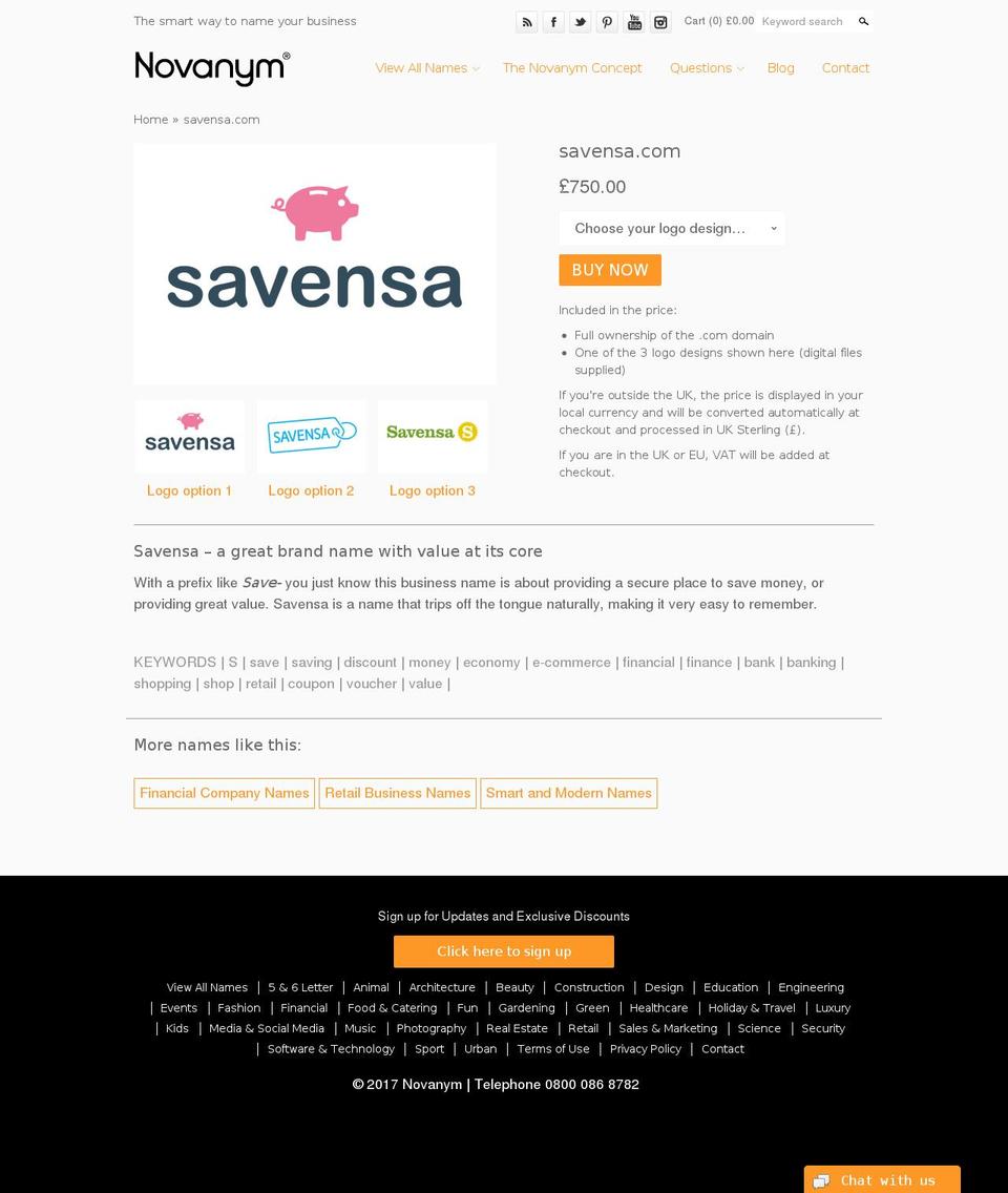 savensa.com shopify website screenshot