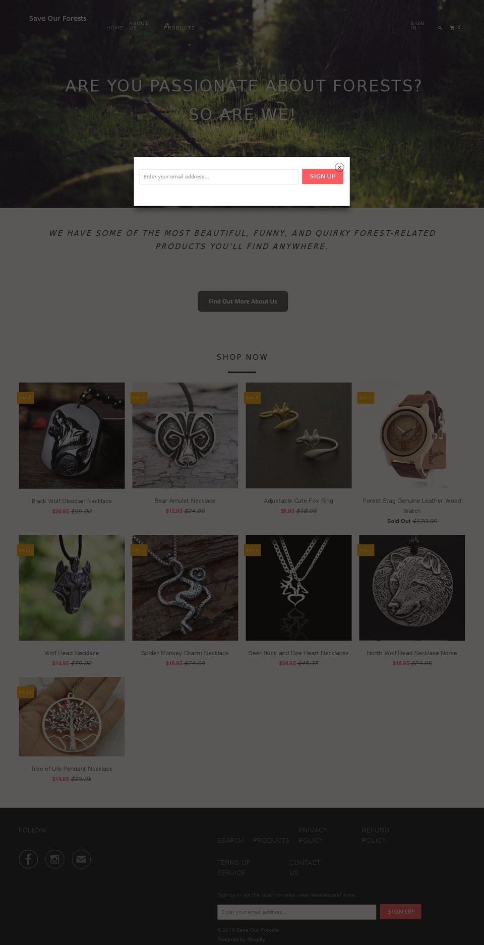 saveourforestsnow.com — Shopify storefront screenshot