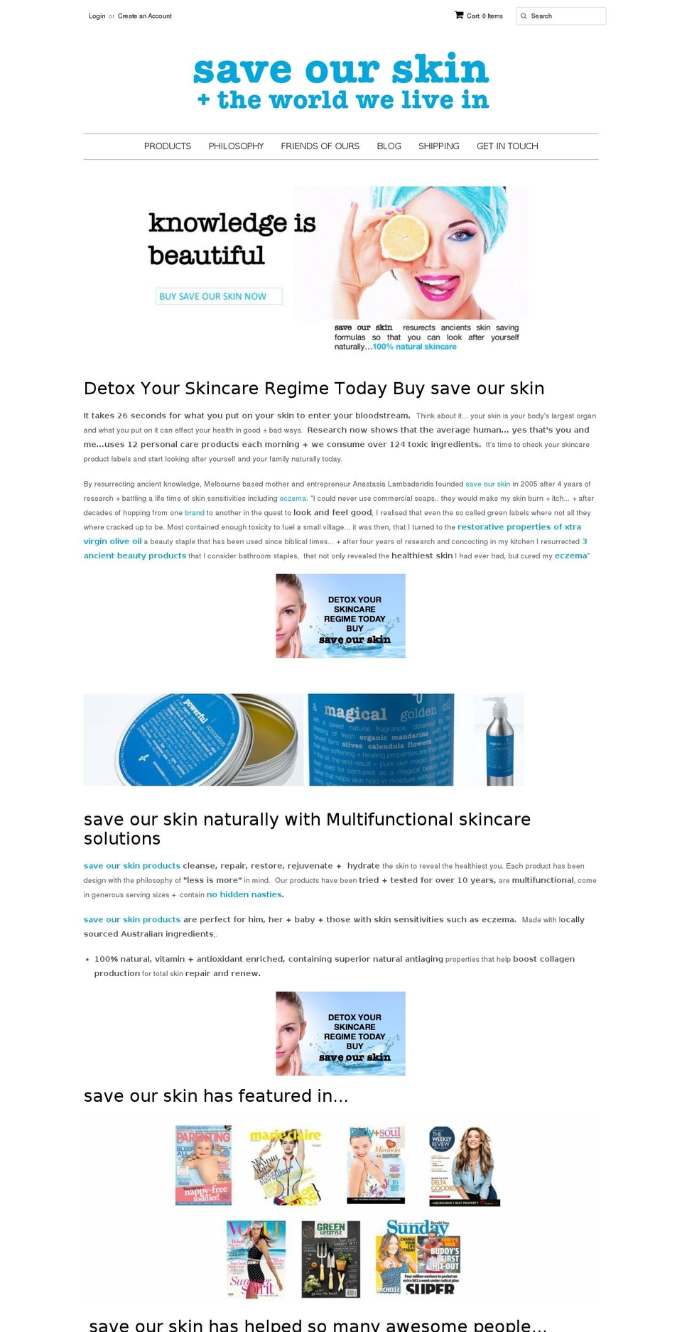 saveourskin.com.au shopify website screenshot