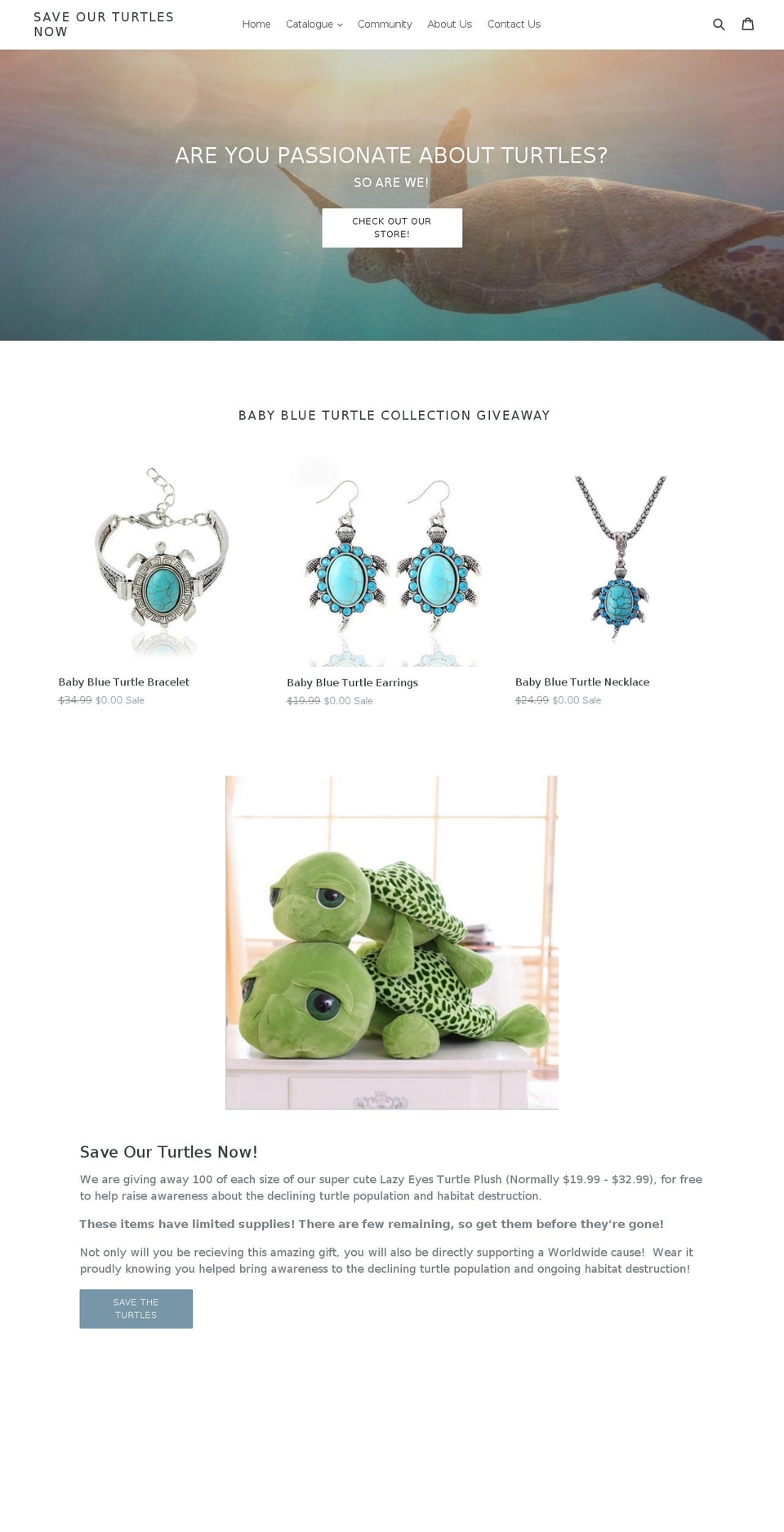 saveourturtlesnow.com — Shopify storefront screenshot