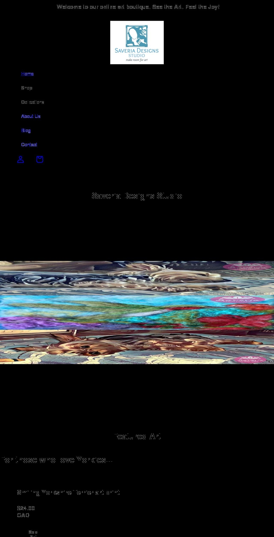 saveriadesigns.com shopify website screenshot