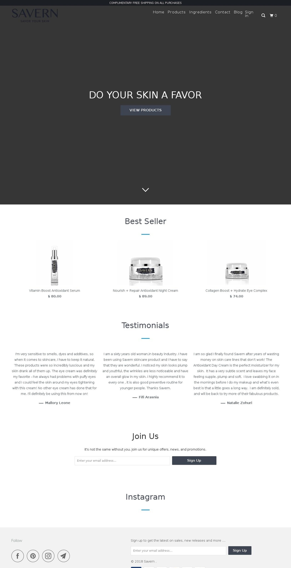 savernskincare.com — Shopify storefront screenshot