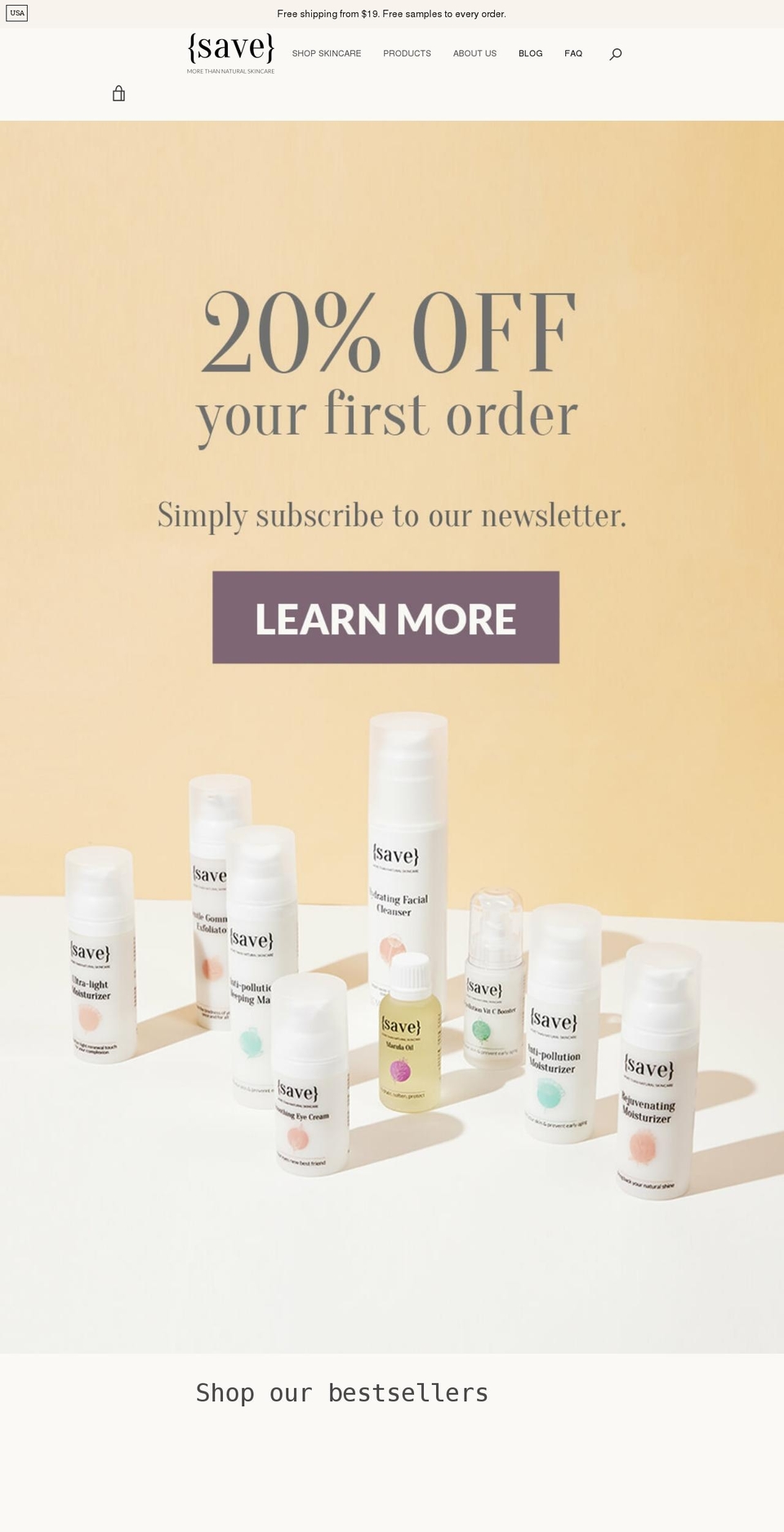 saveskincare.com shopify website screenshot