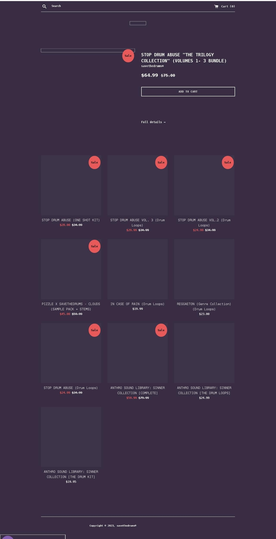 savethedrums.com shopify website screenshot
