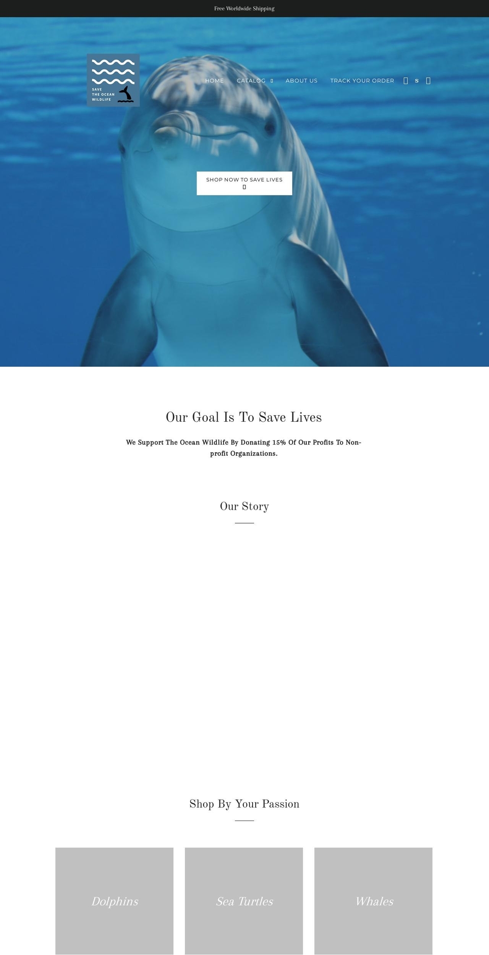savetheoceanwildlife.com — Shopify storefront screenshot