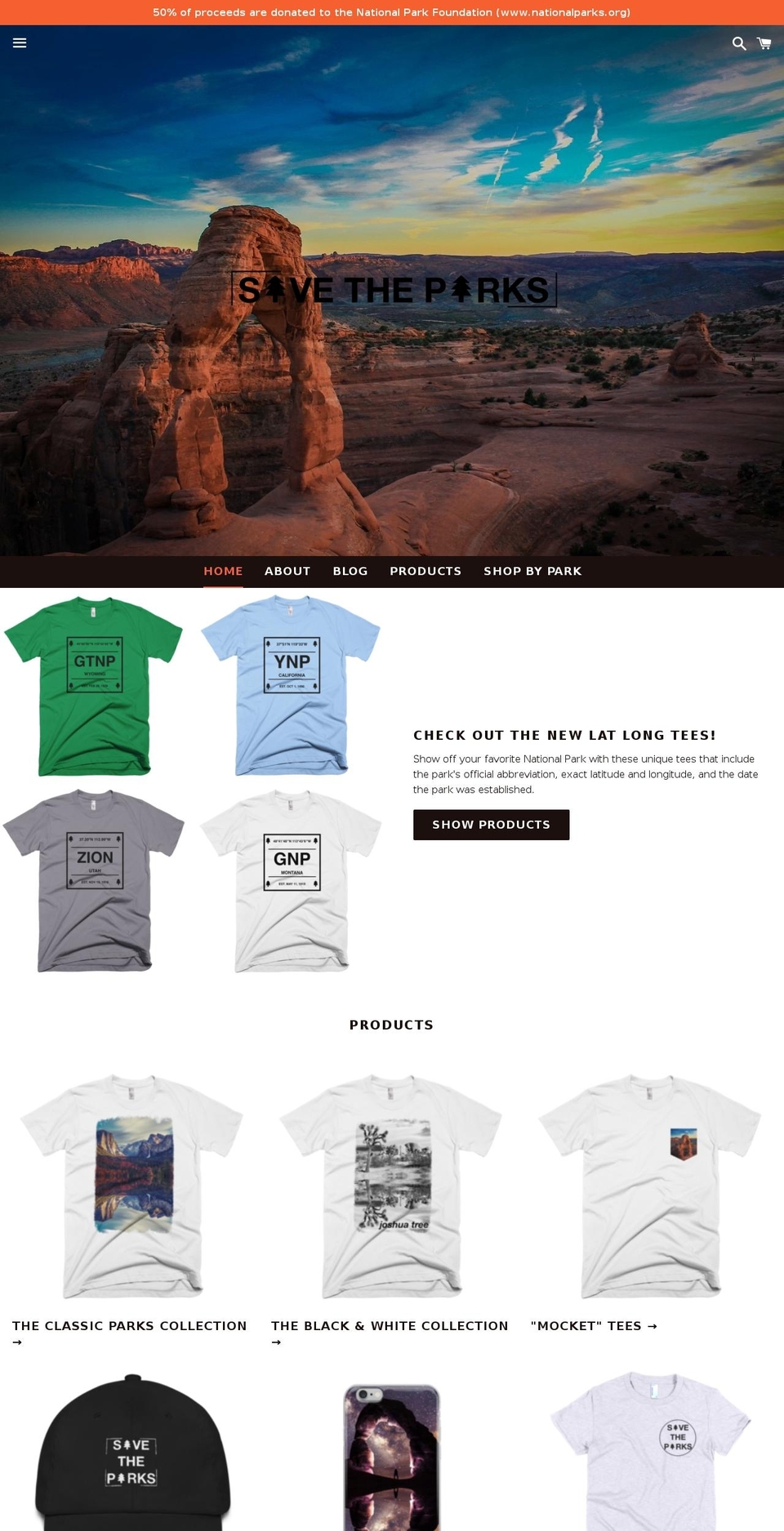 savetheparks.us shopify website screenshot