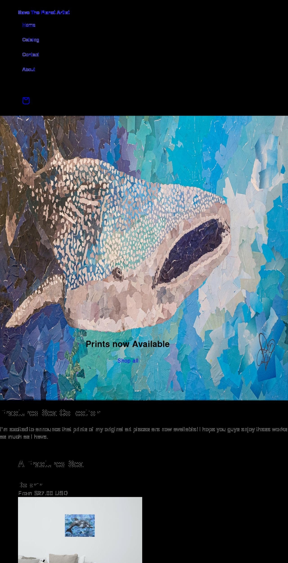 savetheplanetartist.com shopify website screenshot