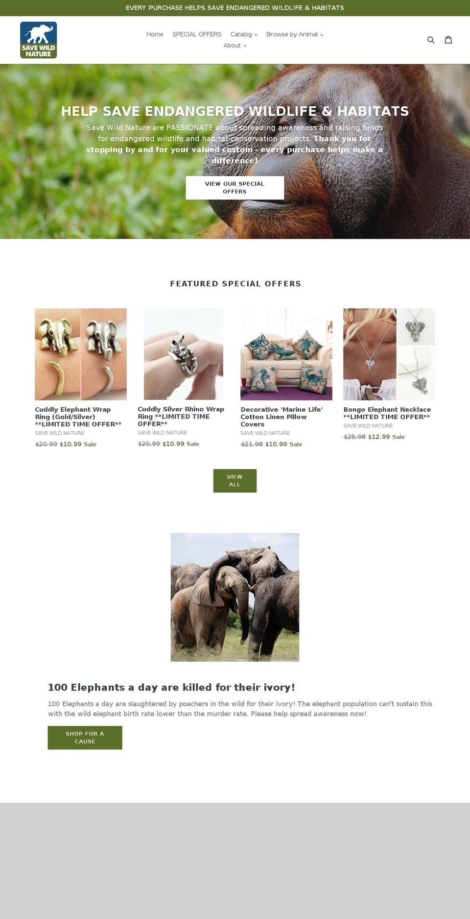 savewildnature.com — Shopify storefront screenshot