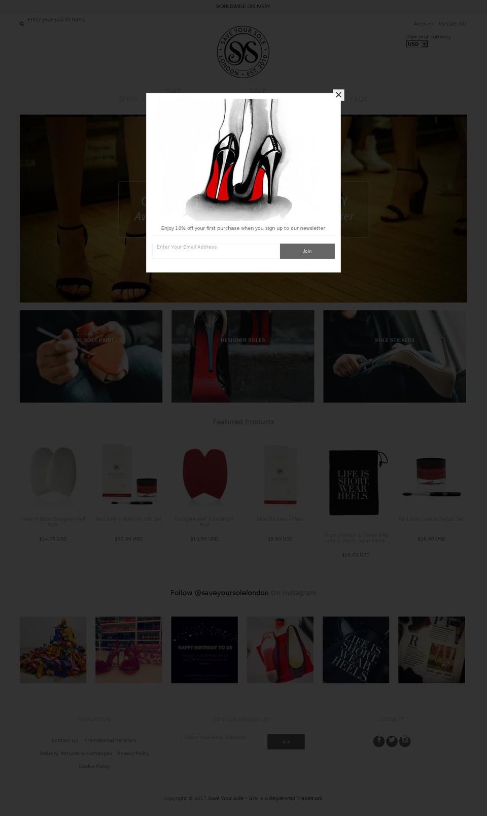 ShopifyCrew.com vantage-v5 Shopify theme site example saveyoursolelondon.com