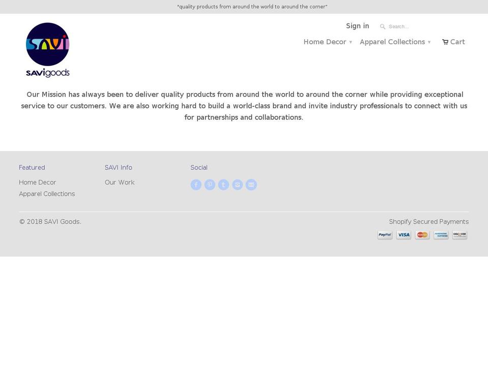 savigoods.com shopify website screenshot