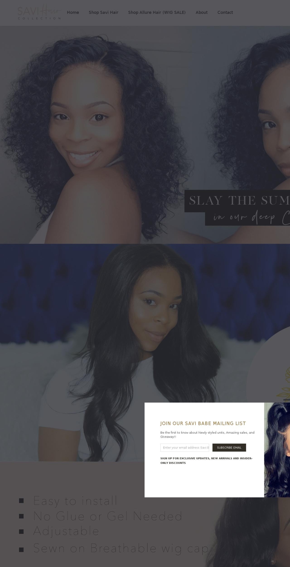 savihaircollection.com — Shopify storefront screenshot