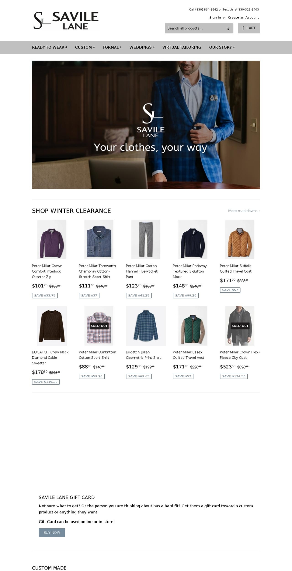 savilelane.com shopify website screenshot