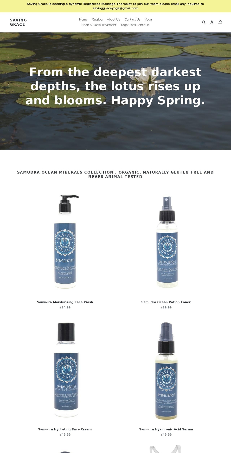 savinggraceyoga.com — Shopify storefront screenshot