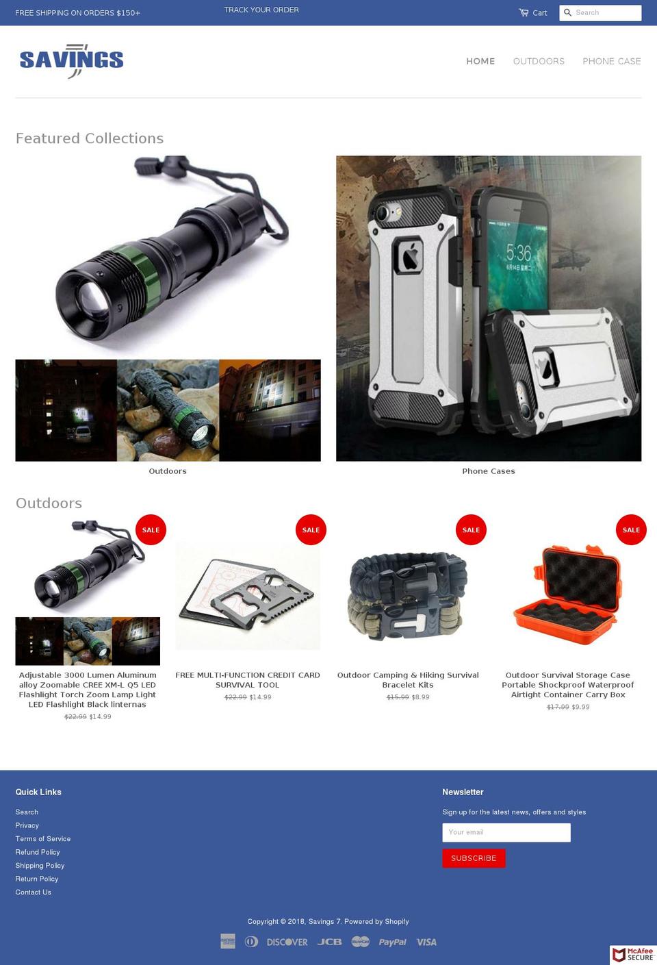 savings7.com shopify website screenshot