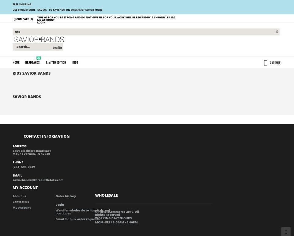 saviorbands.com shopify website screenshot