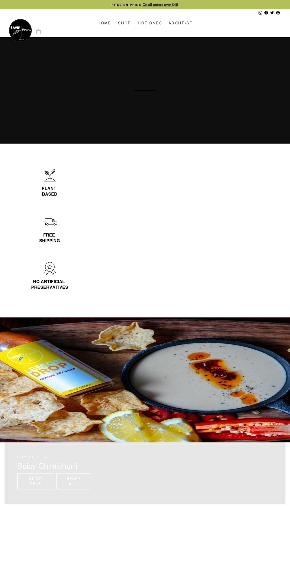 savirfoods.com shopify website screenshot