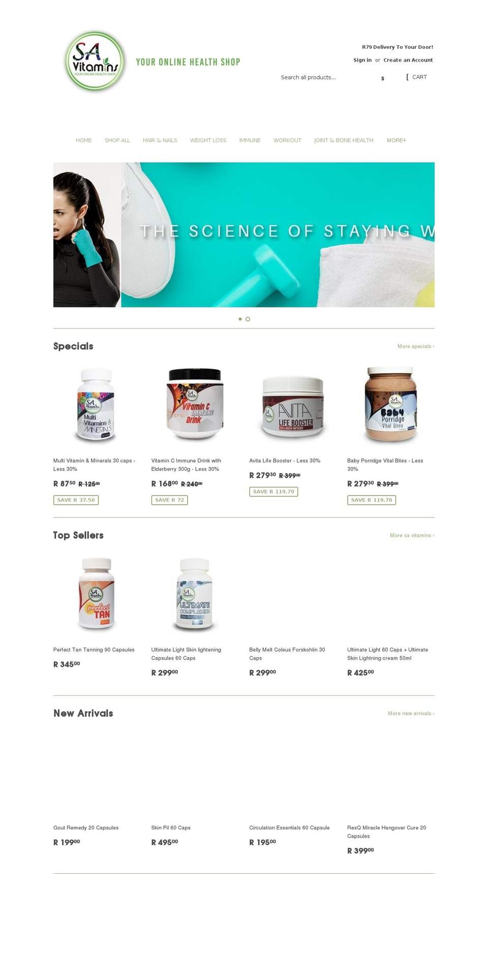 savitamins.co.za shopify website screenshot