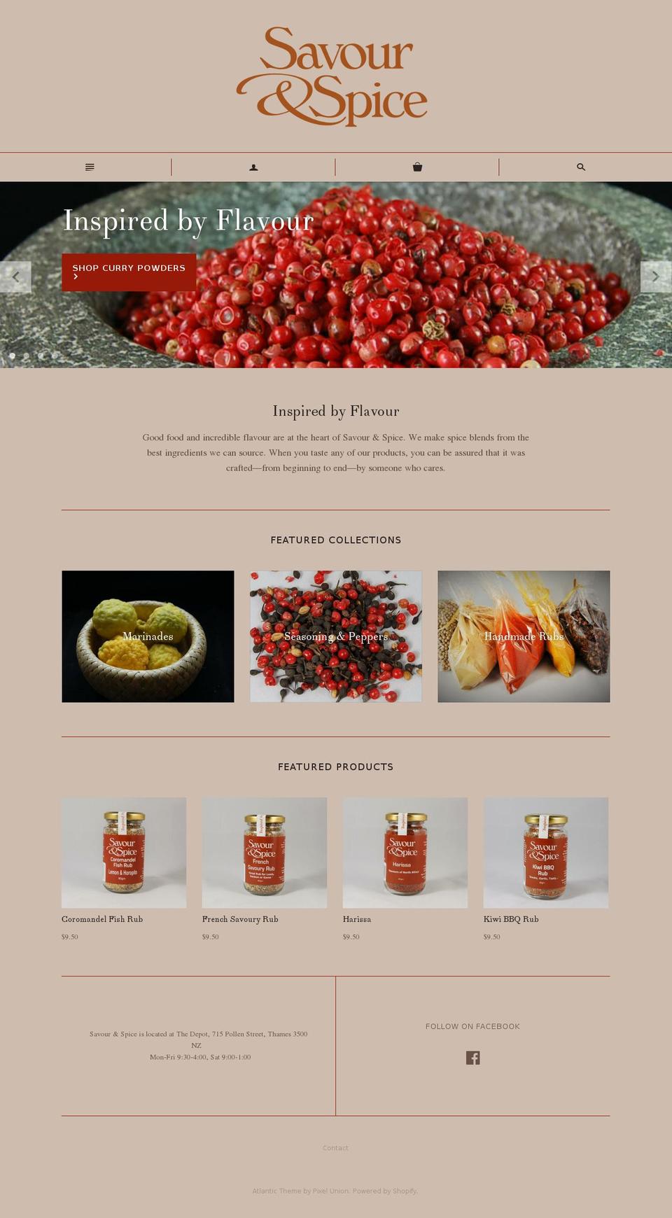 savourandspice.com shopify website screenshot