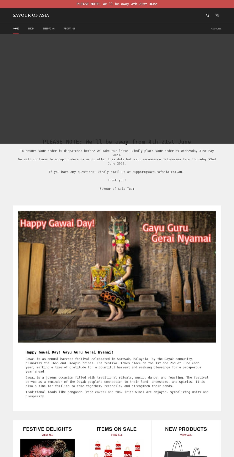 savourofasia.com.au shopify website screenshot