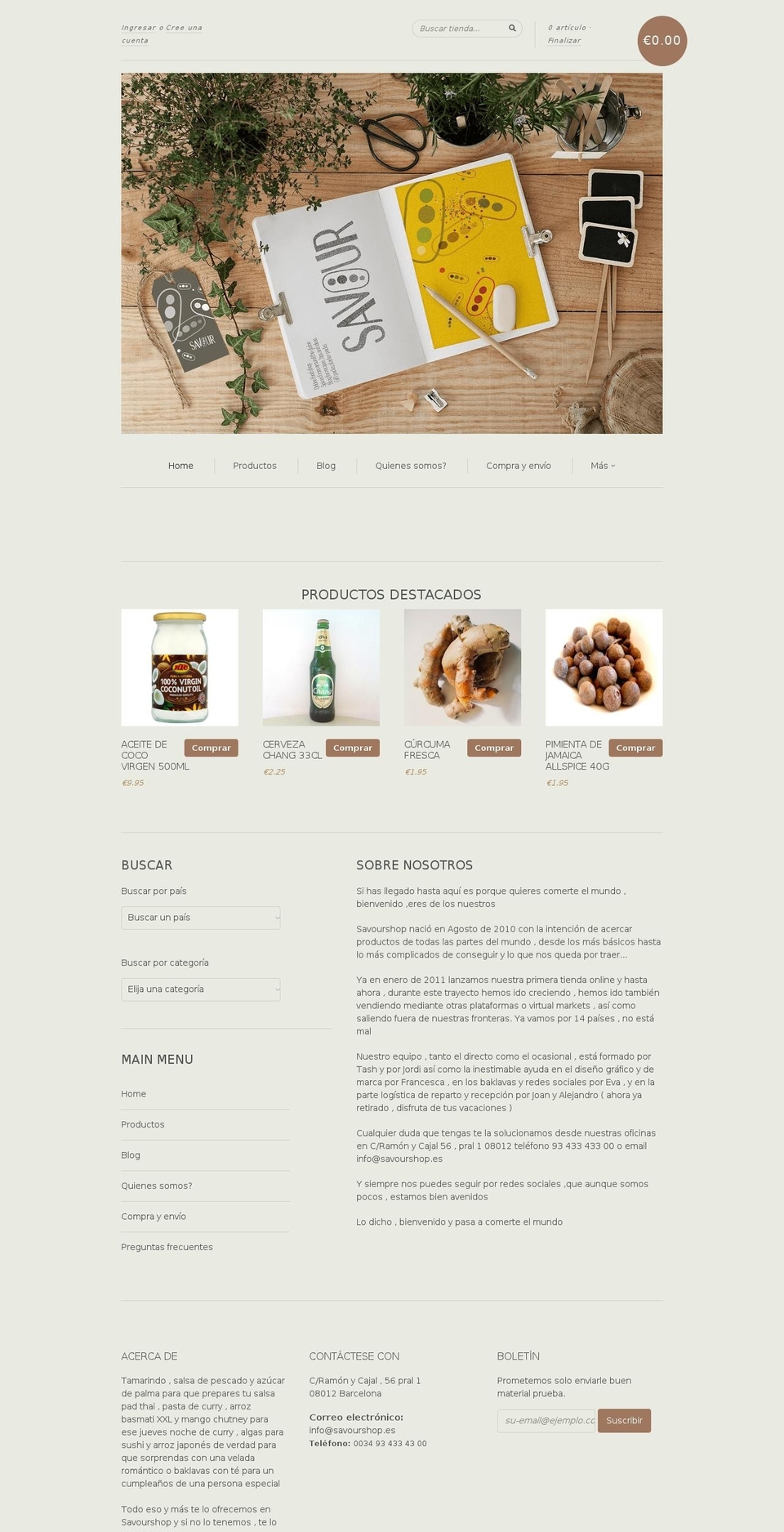 new standard Shopify theme site example savourshop.es