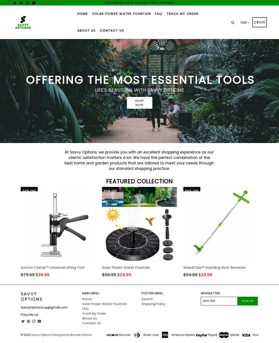 savvy-options.com shopify website screenshot