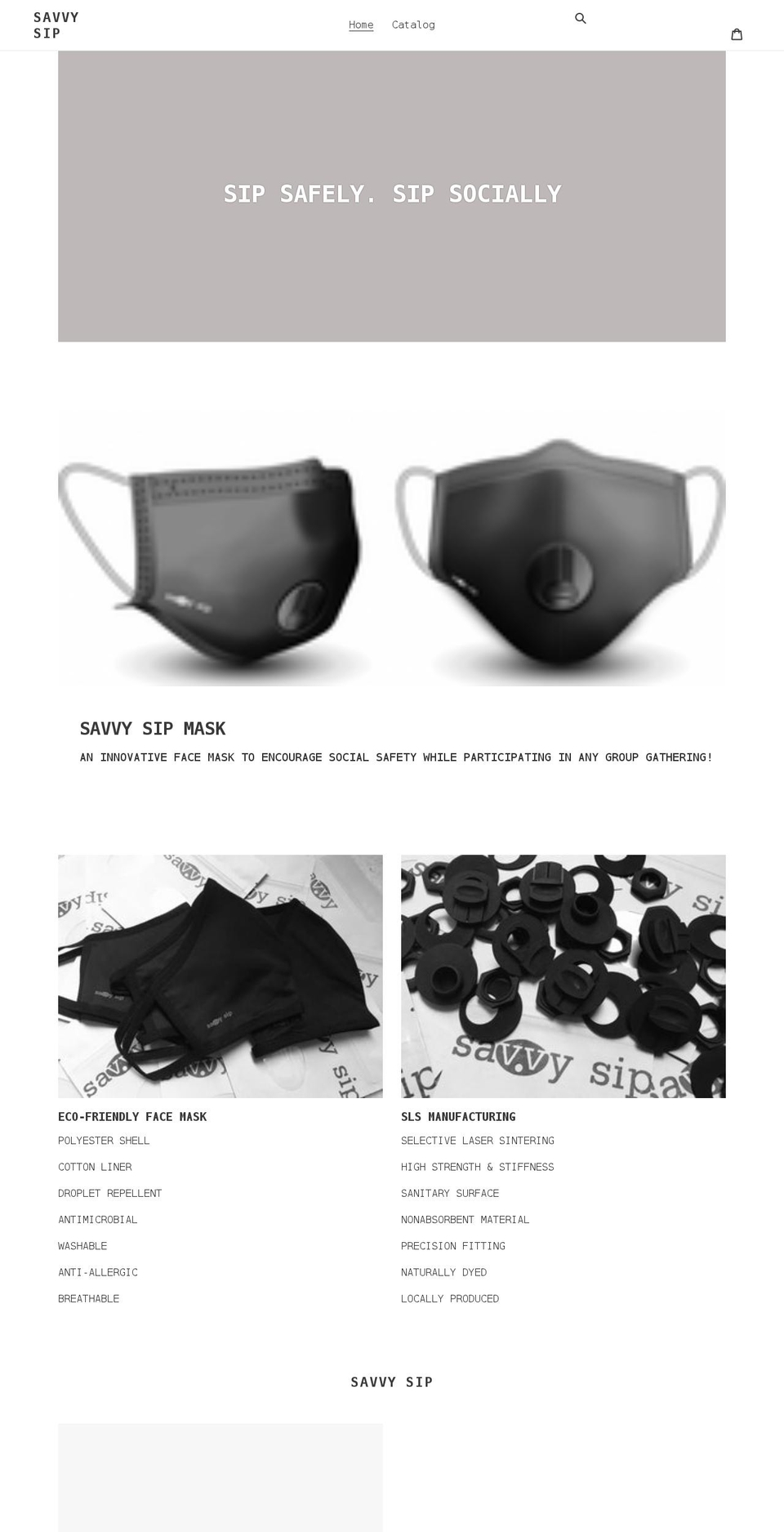 savvy-sip.com shopify website screenshot