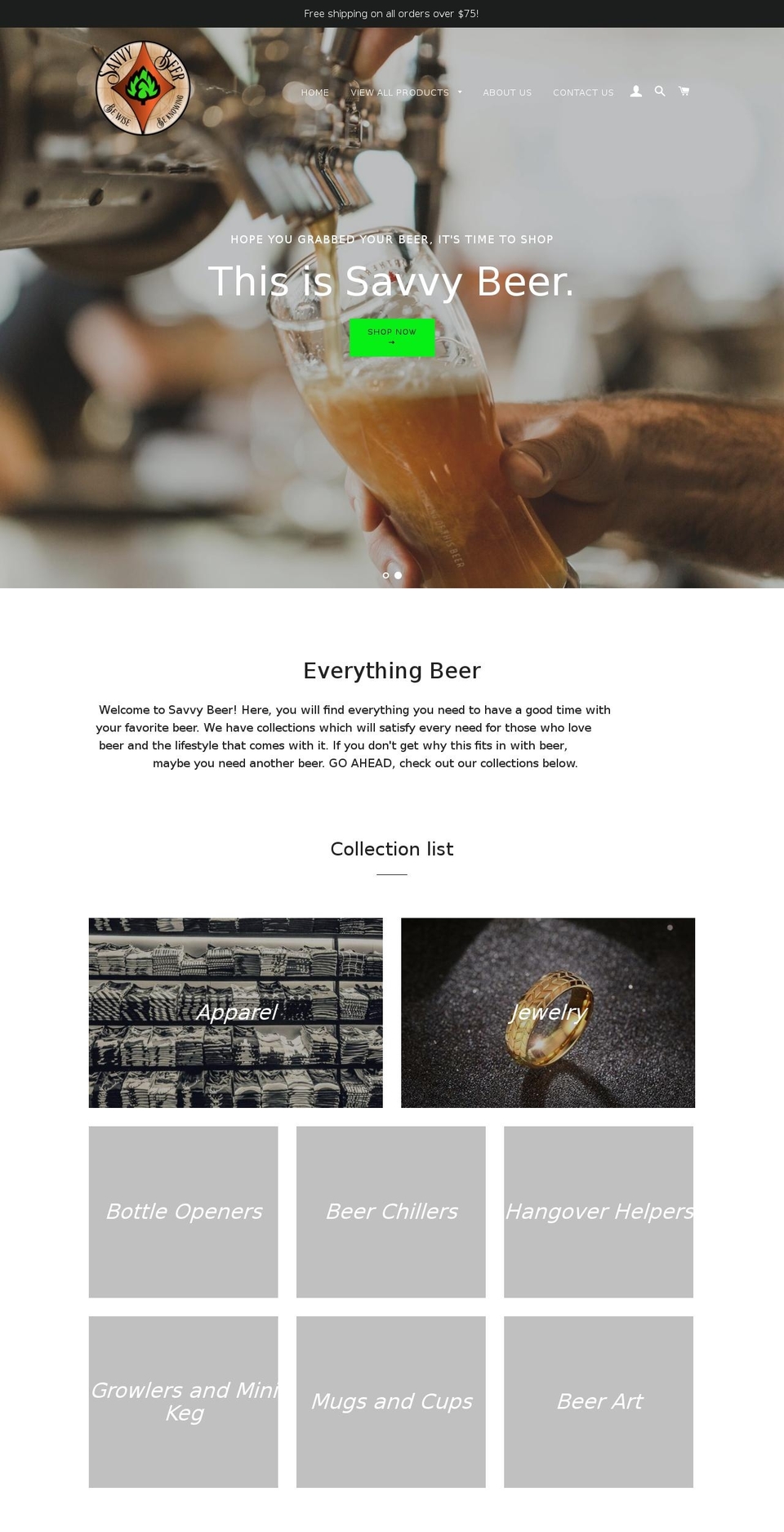 savvybeer.com — Shopify storefront screenshot