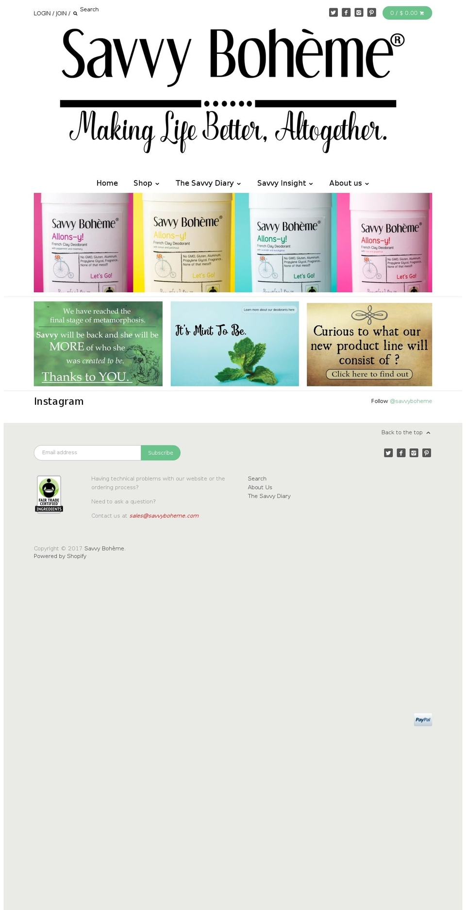 savvyboheme.com shopify website screenshot