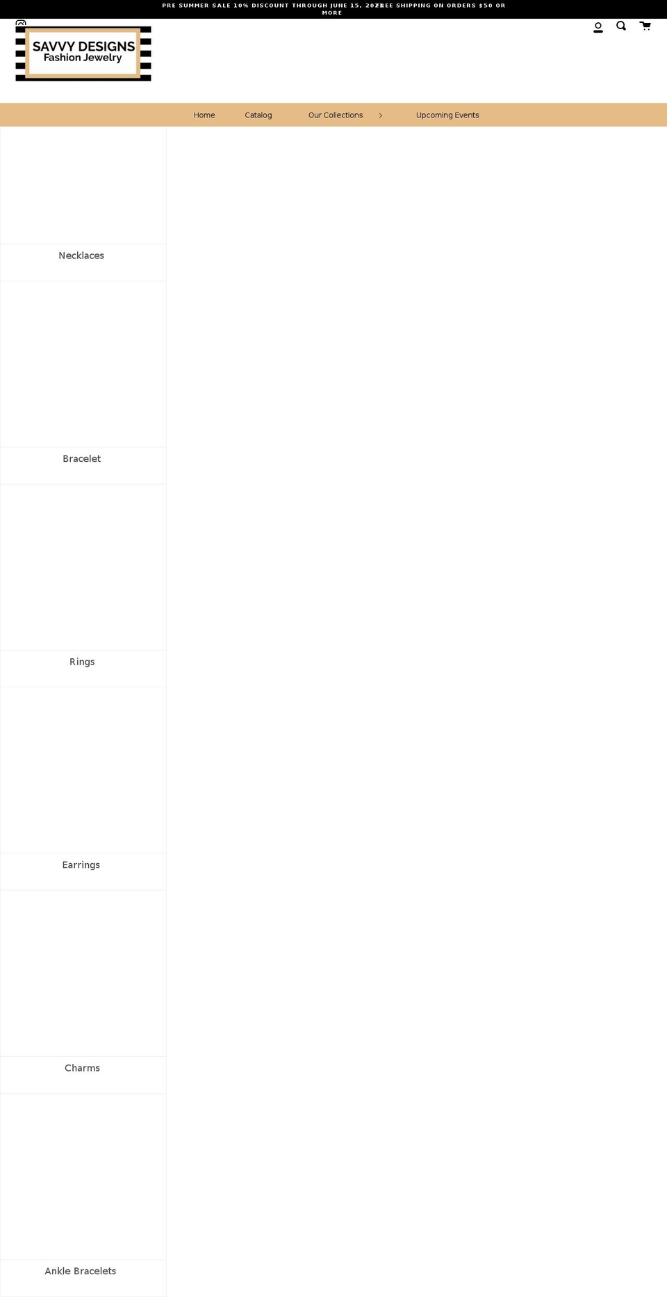 savvydesignsfashionjewelry.com shopify website screenshot