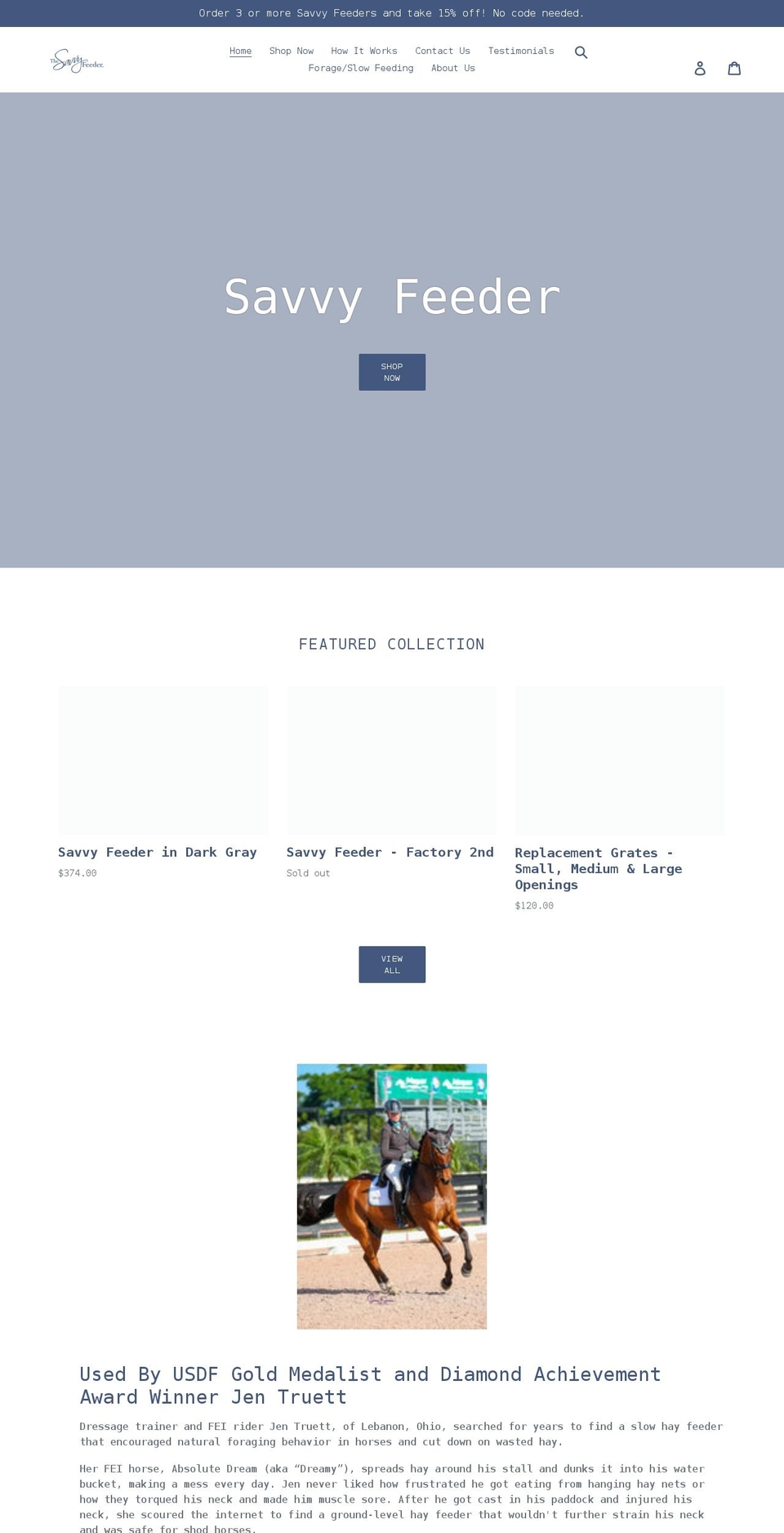 savvyfeeder.com shopify website screenshot