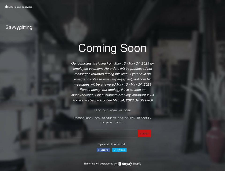 savvygifting.com shopify website screenshot