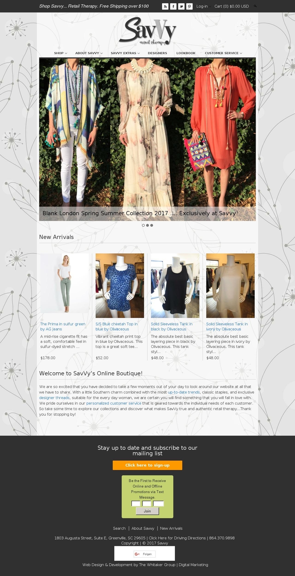 savvygreenville.com shopify website screenshot