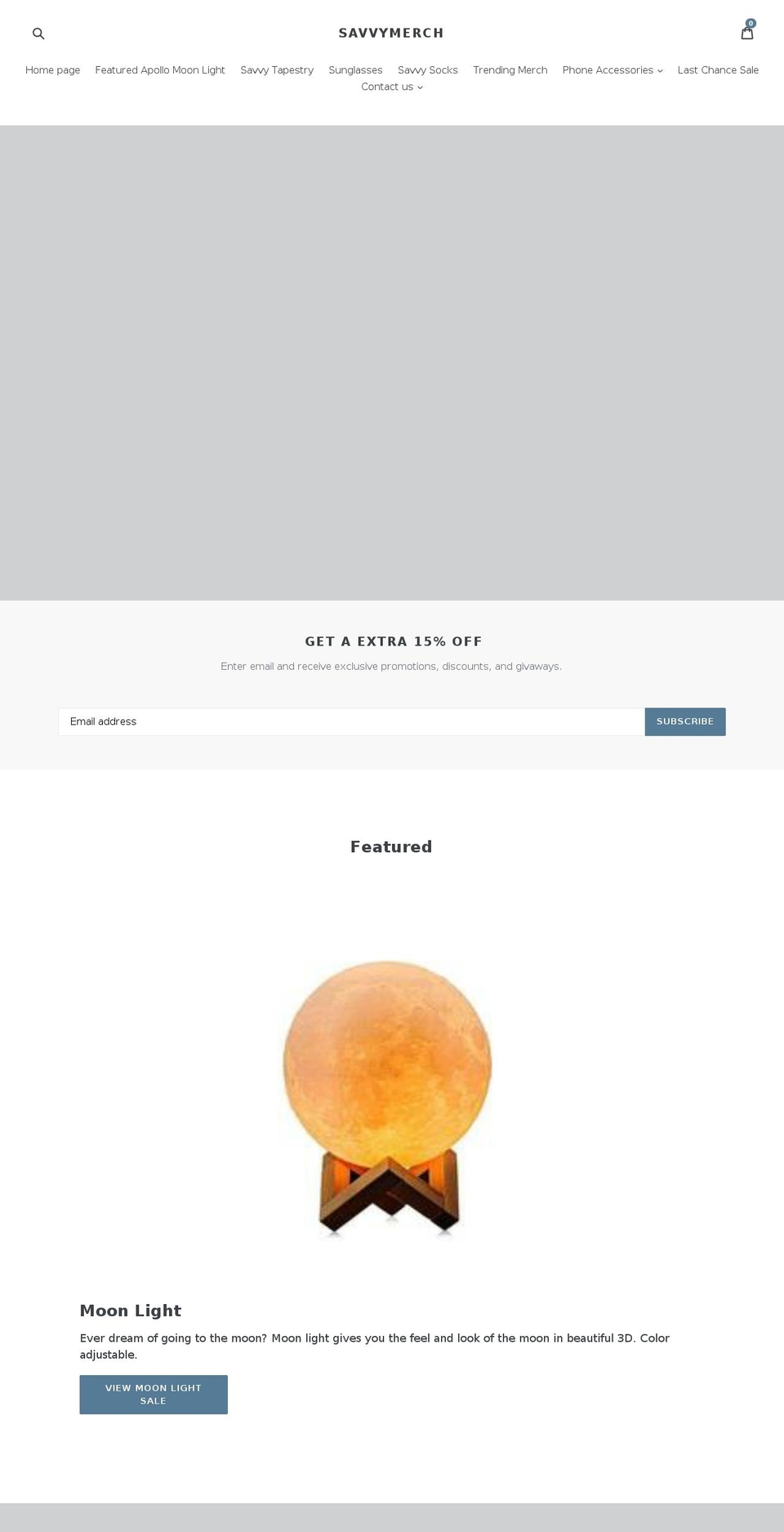savvymerch.com shopify website screenshot