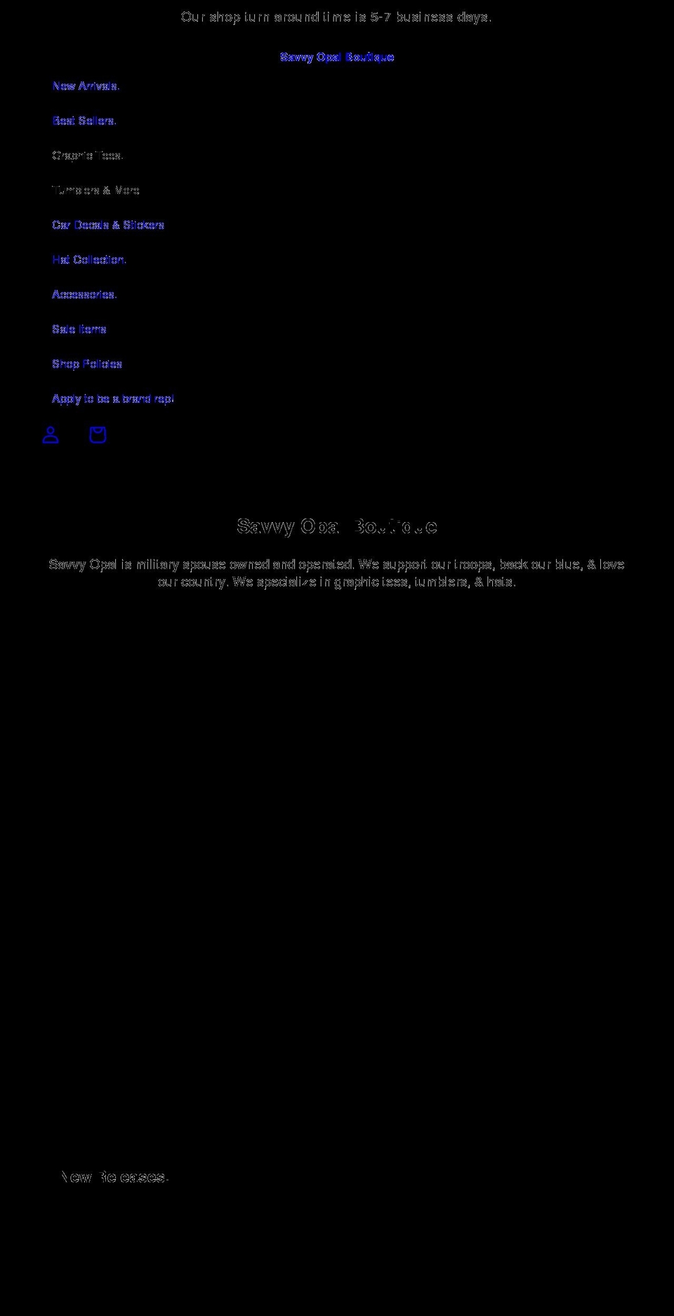 savvyopalboutique.com shopify website screenshot