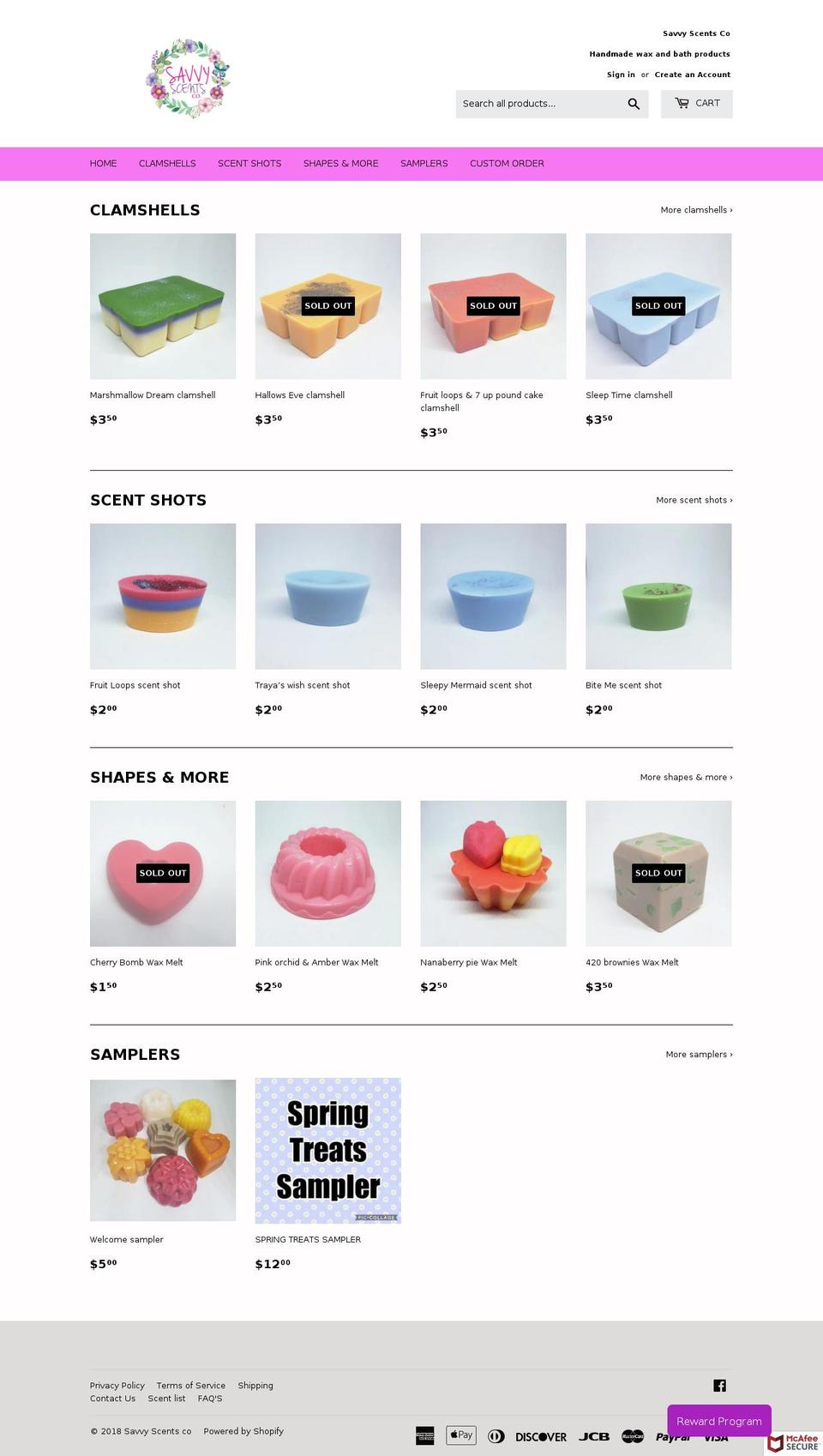 savvyscentsco.com — Shopify storefront screenshot