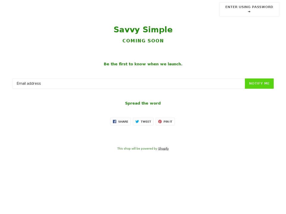 savvysimple.com shopify website screenshot