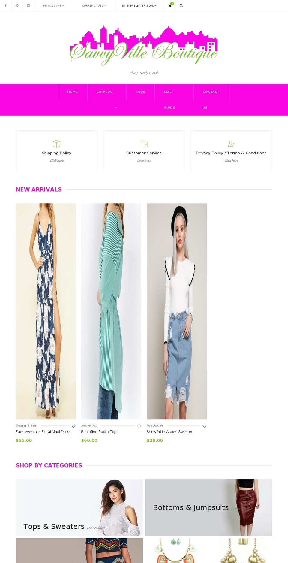 savvyvilleboutique.com — Shopify storefront screenshot